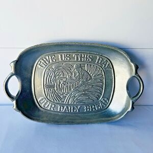 Sexton Pewter "Give Us This Day Our Daily Bread" Serving Tray 5008 Vintage 1972